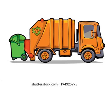 garbage track with a dumpster