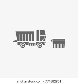 garbage track with trash box vector icon