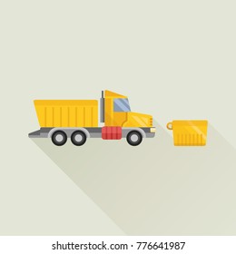 garbage track with trash box vector icon