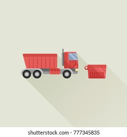 garbage track with trash box vector icon