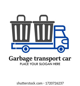 Garbage transport car logo design template illsutration. there are car and garbage. this is good for industry, transportation ecology etc