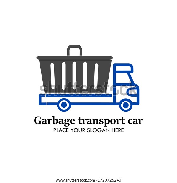 Garbage transport car logo design template\
illsutration. there are car and garbage. this is good for industry,\
transportation ecology\
etc