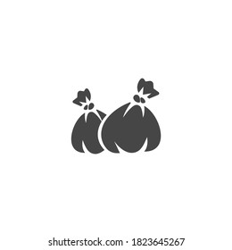 Garbage Trash Bag Icon Black and White Vector