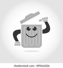 Garbage or Trash Bin Cartoon Illustration