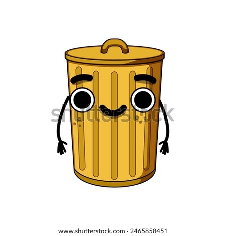 garbage trash bin character cartoon. waste can, happy logo, green sign garbage trash bin character sign. isolated symbol vector illustration
