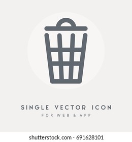 Garbage, trash bin, dustbin, Clean, container and delete vector icon. Use for web site or app. Single vector pictograph object.