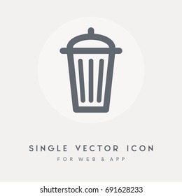 Garbage, trash bin, dustbin, Clean, container and delete vector icon. Use for web site or app. Single vector pictograph object.