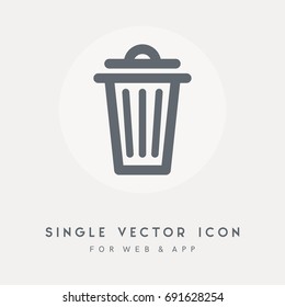 Garbage, trash bin, dustbin, Clean, container and delete vector icon. Use for web site or app. Single vector pictograph object.