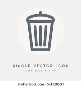 Garbage, trash bin, dustbin, Clean, container and delete vector icon. Use for web site or app. Single vector pictograph object.