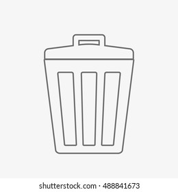 Garbage trash bin outline icon isolated. Vector illustration. Flat style.waste paper basket. Waste bin.Garbage bin.Garbage basket.Trash basket.Clean up.Cleaning icon.Bin vector.Garbage sign