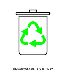 Garbage Trash can bin Vector Icon. Eco Bio concept, recycling. Flat design illustration isolated on white.