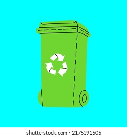 Garbage trash can. Trash metal can vector illustration. Package with garbage. Problem globe pollution illustration