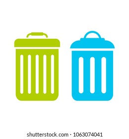 Garbage trash can vector flat icon illustration isolated on white background