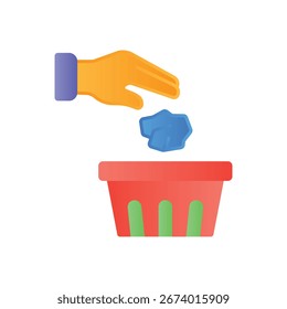Icono de color plano de eliminación de basura: residuos y reciclaje