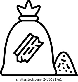 Garbage or Trash of milling of wood vector icon design, timber and lumber Symbol, Forestry and Deforestation Sign, forest farming and woodlands, Bag of Sawdust waste of woodworking operation concept