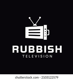 Garbage trash television logo design unique black silhouette. rubbish Tv logo design vector illustration