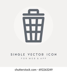 Garbage, trash, trashcan, bin, basket and delete vector icon. Single pictograph object. Use for web site or app.