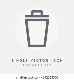 Garbage, trash, trashcan, bin, basket and delete vector icon. Single pictograph object. Use for web site or app.