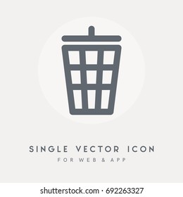 Garbage, trash, trashcan, bin, basket and delete vector icon. Single pictograph object. Use for web site or app.