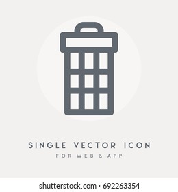 Garbage, trash, trashcan, bin, basket and delete vector icon. Single pictograph object. Use for web site or app.
