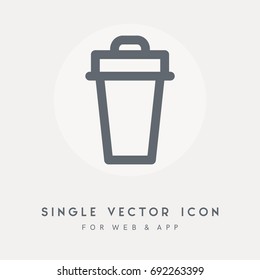 Garbage, trash, trashcan, bin, basket and delete vector icon. Single pictograph object. Use for web site or app.