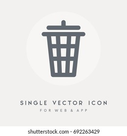Garbage, trash, trashcan, bin, basket and delete vector icon. Single pictograph object. Use for web site or app.