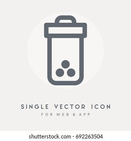 Garbage, trash, trashcan, bin, basket and delete vector icon. Single pictograph object. Use for web site or app.