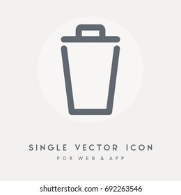 Garbage, trash, trashcan, bin, basket and delete vector icon. Single pictograph object. Use for web site or app.