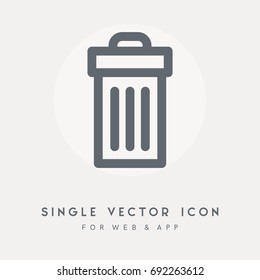 Garbage, trash, trashcan, bin, basket and delete vector icon. Single pictograph object. Use for web site or app.