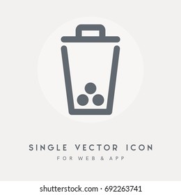 Garbage, trash, trashcan, bin, basket and delete vector icon. Single pictograph object. Use for web site or app.