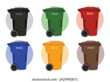 garbage trash waste bin collect icon set illustration