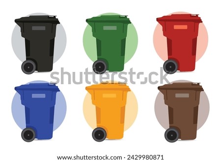 garbage trash waste bin collect icon set illustration