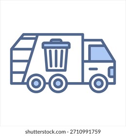 Camión de basura Ilustración vectorial azul del icono