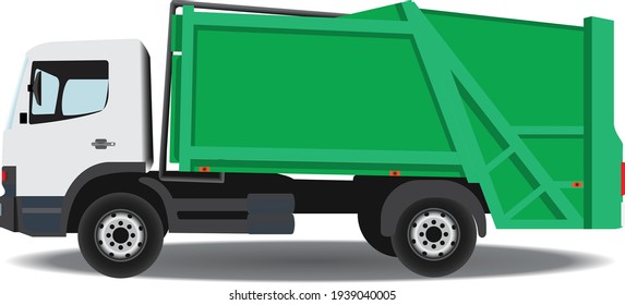 Garbage Truck Car Vector Illustration, EPS 10