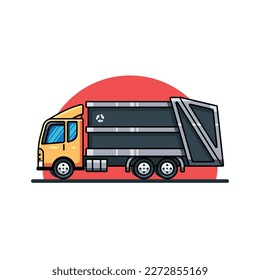 garbage truck cartoon vector icon illustration