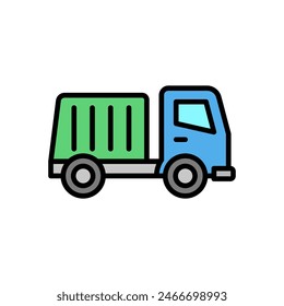 garbage truck, colored line icon, isolated background
