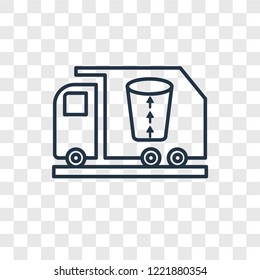 Garbage truck concept vector linear icon isolated on transparent background, Garbage truck concept transparency concept in outline style