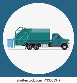 garbage truck flat modern design