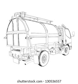 garbage truck - Hand Drawn