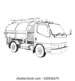 garbage truck - Hand Drawn