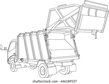 Garbage Truck  Hand Drawn Isometric Dump