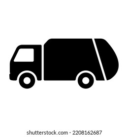Garbage truck icon. Black silhouette. Side view. Vector simple flat graphic illustration. Isolated object on a white background. Isolate. svg