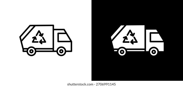 Garbage Truck Symbol schwarz-weiß Vektorgrafik