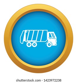 Garbage truck icon blue vector isolated on white background for any design