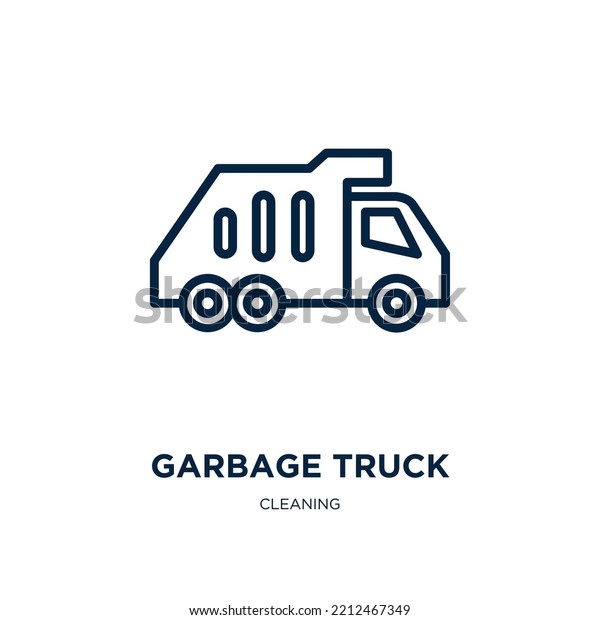 garbage truck icon from cleaning collection. Thin\
linear garbage truck, garbage, truck outline icon isolated on white\
background. Line vector garbage truck sign, symbol for web and\
mobile
