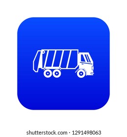 Garbage truck icon digital blue for any design isolated on white vector illustration