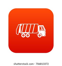 Garbage truck icon digital red for any design isolated on white vector illustration