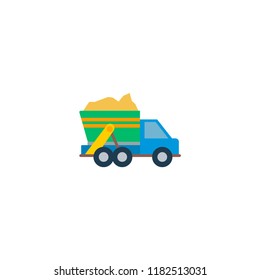 Garbage truck icon flat element. Vector illustration of garbage truck icon flat isolated on clean background for your web mobile app logo design.