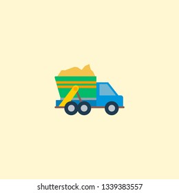 Garbage truck icon flat element. Vector illustration of garbage truck icon flat isolated on clean background for your web mobile app logo design.