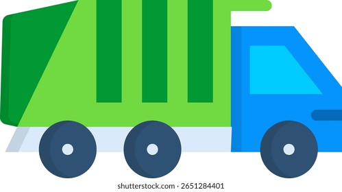 Ilustración vectorial plana del icono del camión de la basura